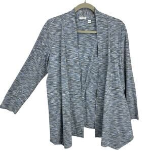 J Jill PureJill Cinch back Open Cardigan size Large Blue Space-dye Cotton